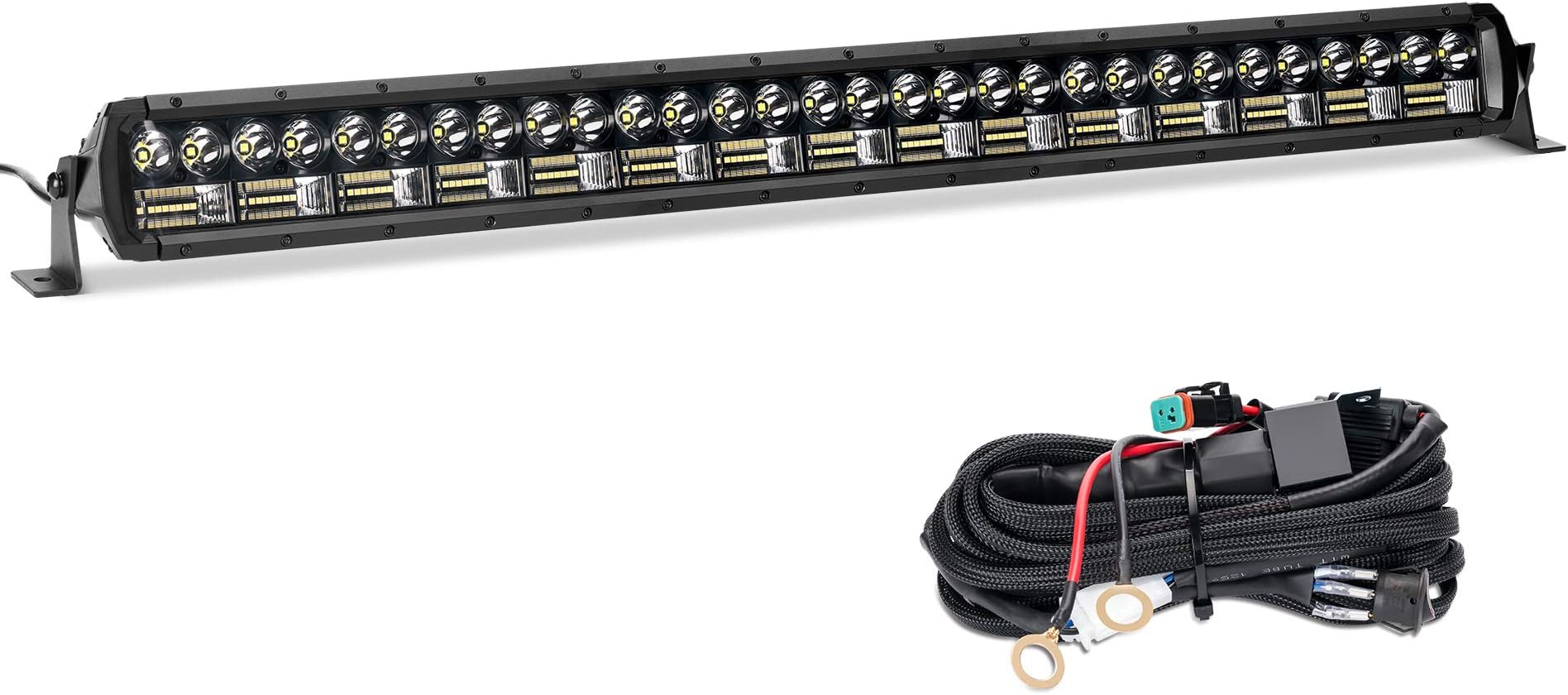 YCHOW-TECH30 inch LED Light Bar 405W Light Bar Combo with Wiring Harness Dual Row Super Bright LED Work Light Bar Bumper Grille Light for Truck Pickup UTV SUV Car Jeep Toyota RZR Boat