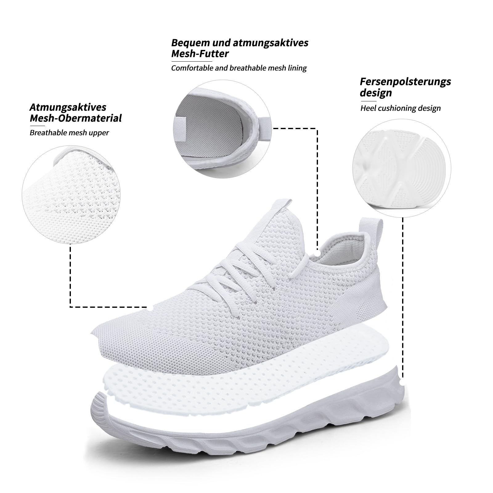 Herren Sneaker Walkingschuhe Atmungsaktiv Straßenlaufschuhe Leicht Freizeit Sportschuhe für Hallen Outdoor Jogging Workout Fitness Tennisschuhe Mode