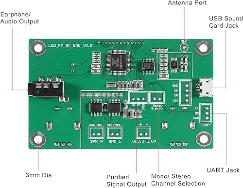 Miniatura 3 de Módulo receptor de FM digital, módulo receptor de radio, placa estéreo digital, pantalla LCD DSP PLL 76.0MHz-108.0MHz