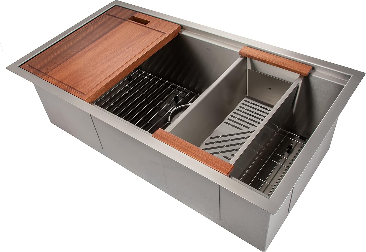 ZLINE 33 in. Garmisch Undermount Single Bowl Stainless Steel Kitchen Sink with Bottom Grid and Accessories (SLS-33)