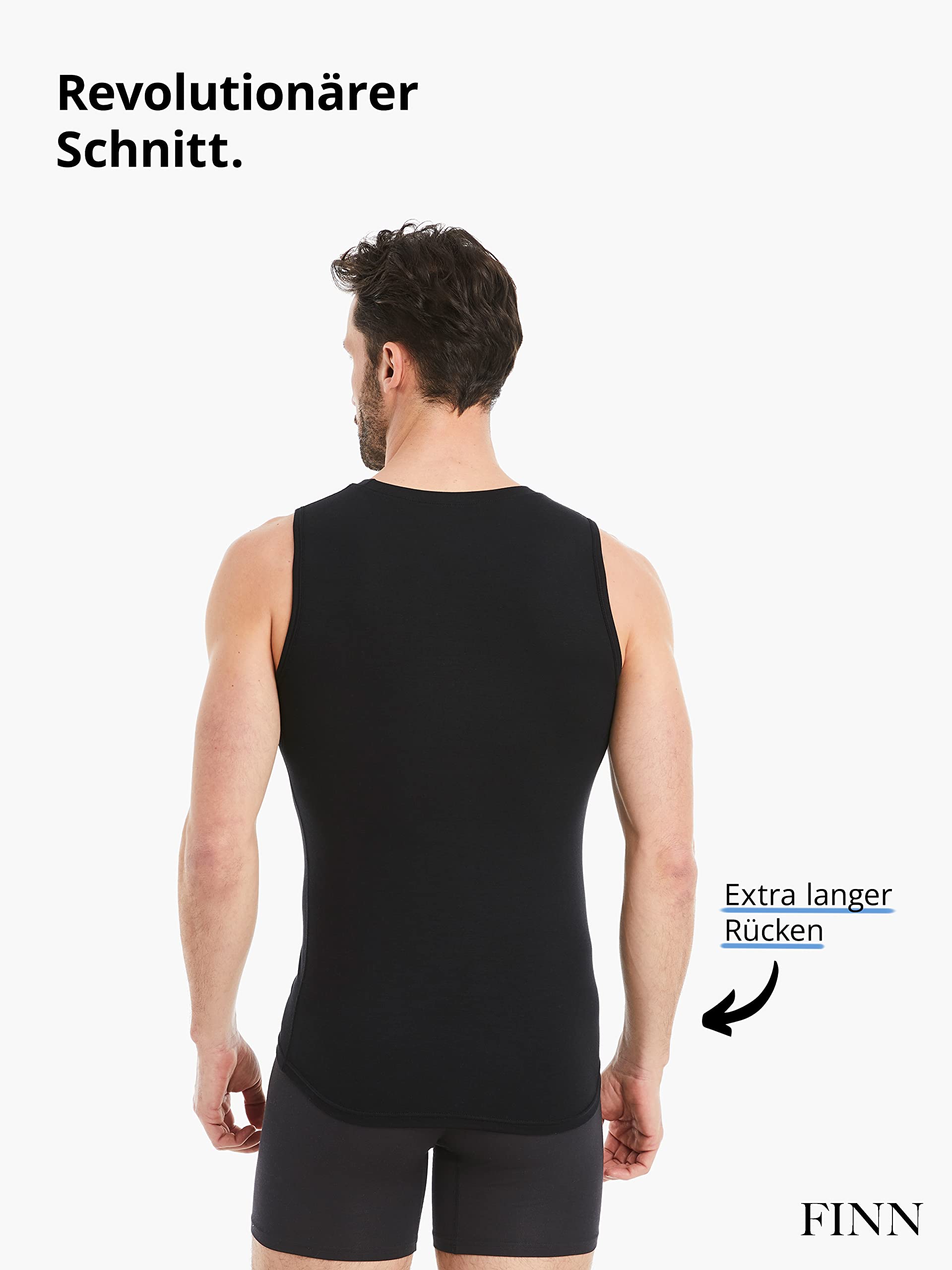 FINN Biznesowy podkoszulek męski bez rękawów z okrągłym dekoltem - podkoszulek męski Tank Top z oryginalnego materiału Lenzing® Modal