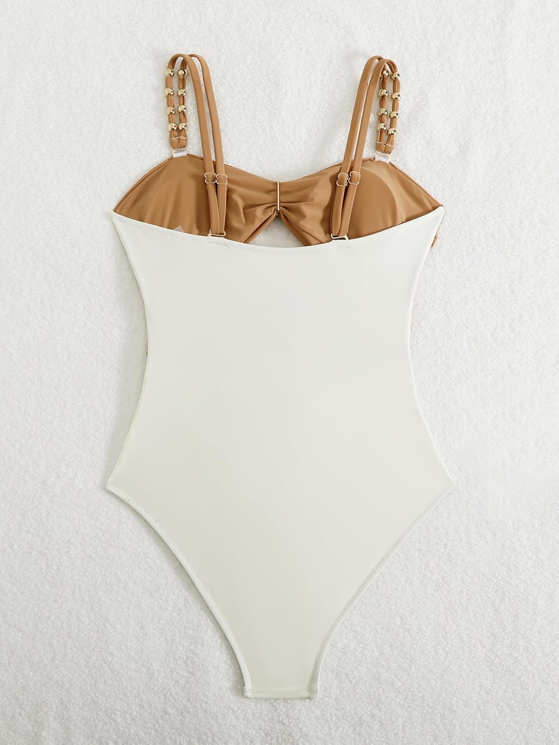 Fanuerg Women's One Piece Swimsuit Sexy Cutout Color Block Bathing Suit Golden O Ring Linked Swimwear - Image 6