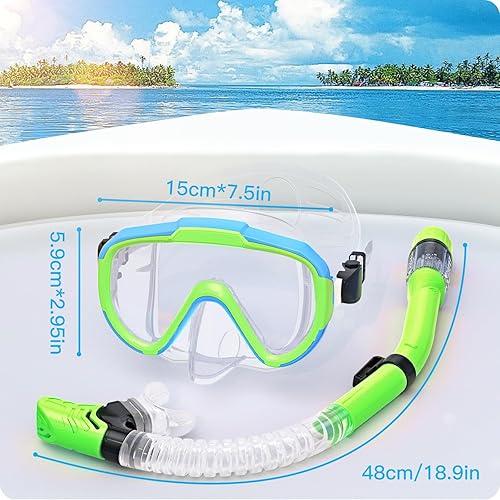 Miniatura 8 de Juego de esnórquel para adultos, equipo de esnórquel antivaho, vista panorámica, máscara de natación con parte superior seca, kit de esnórquel con