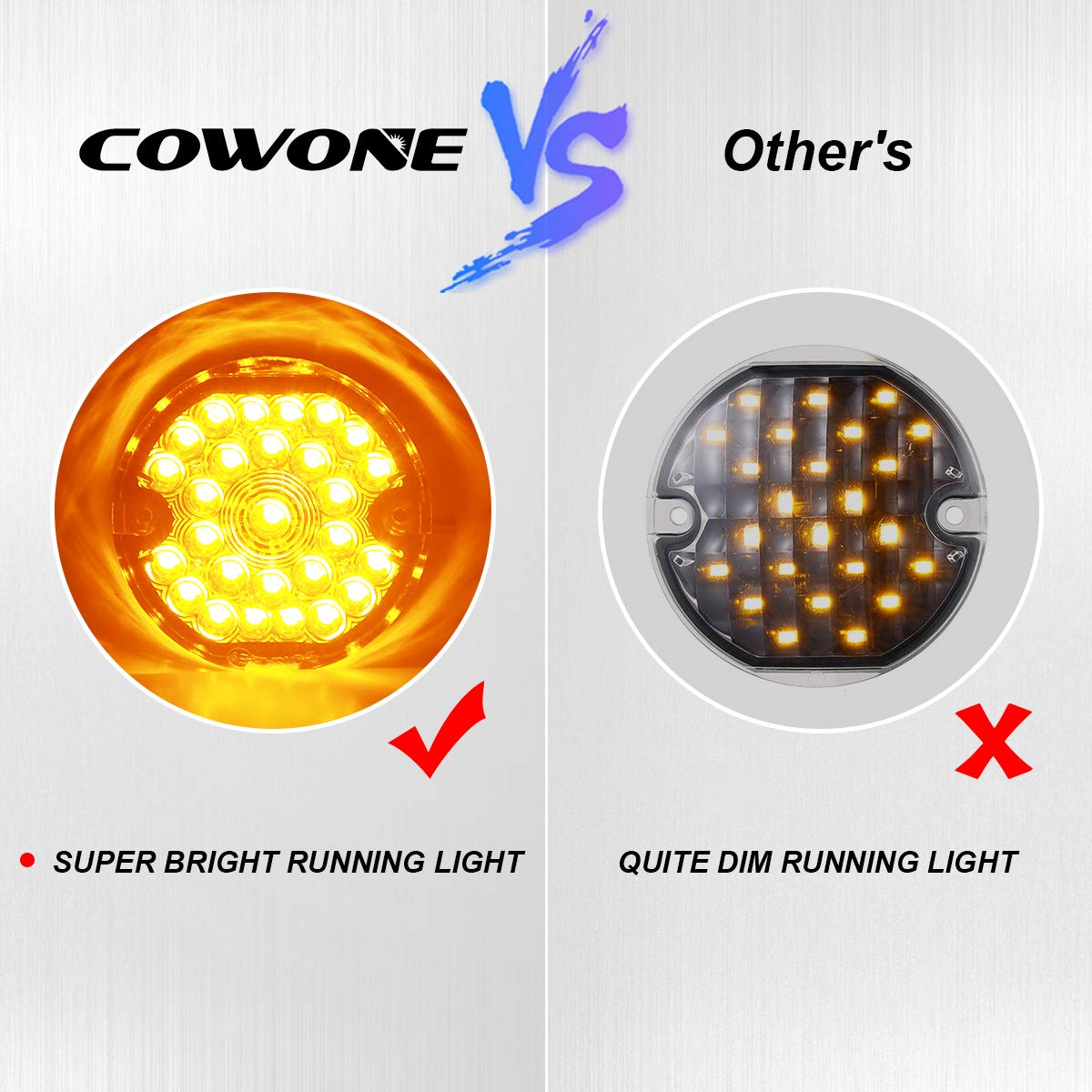 COWONE 3 1/4 Inch Led Turn Signals Front 1157 Turn Signal LED Running