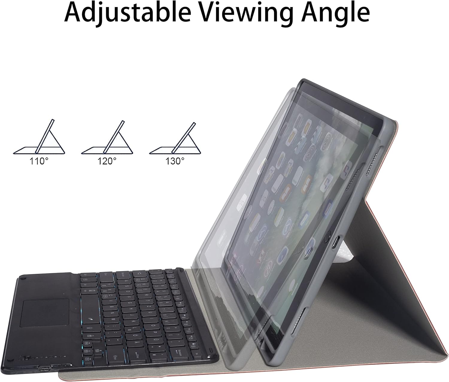 Keyboard Case for iPad Pro 12.9-Inch 2017/2015 (Old Model, 2Nd & 1St Generation), [7 Color Backlit] Magnetically Detachable Wireless Bluetooth Keyboard with Touchpad,Black