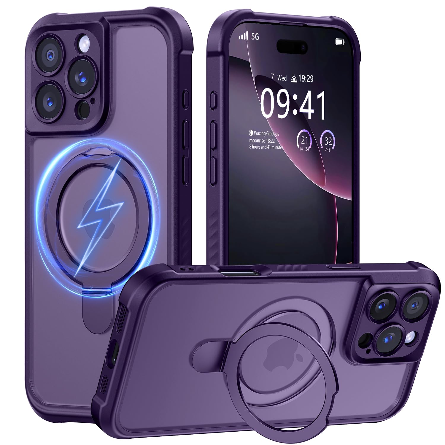 MOCCA Magnetic for iPhone 16 Pro Case with Stand,Deep Purple