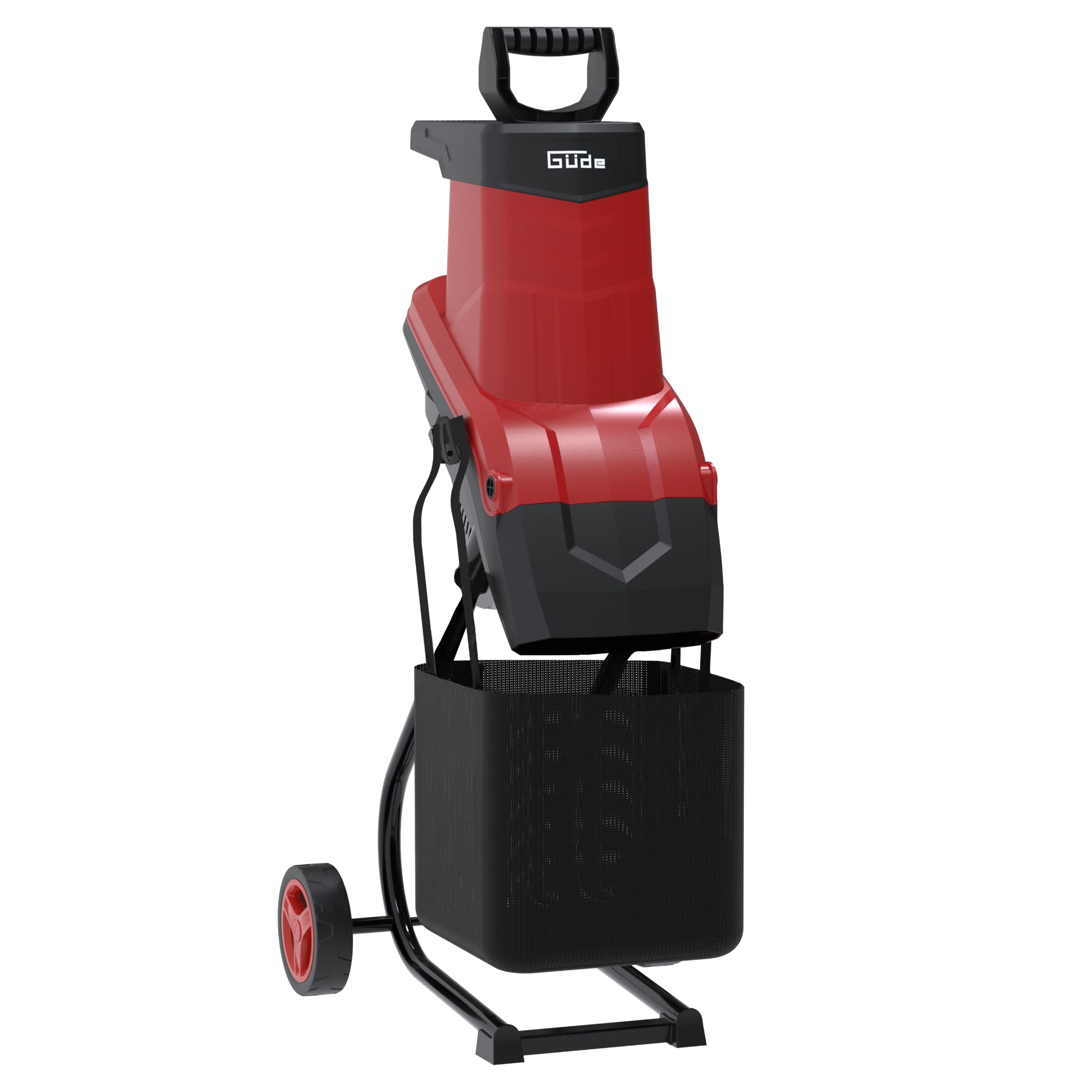 Güde Elektro-Gartenhäcksler GEH 2500, 2500 Watt, 45 mm maximale Aststärke | Messerhäcksler, kraftvolles Zerkleinern von Gartenmaterial, 50 l Fangsackvolumen, Fahrgestell mit zwei Transportrollen