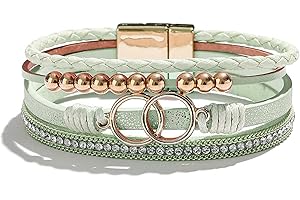 Leather Wrap Bracelets for Women: Embroidered Bohemian Style with Rhinestone Infinity Symbol