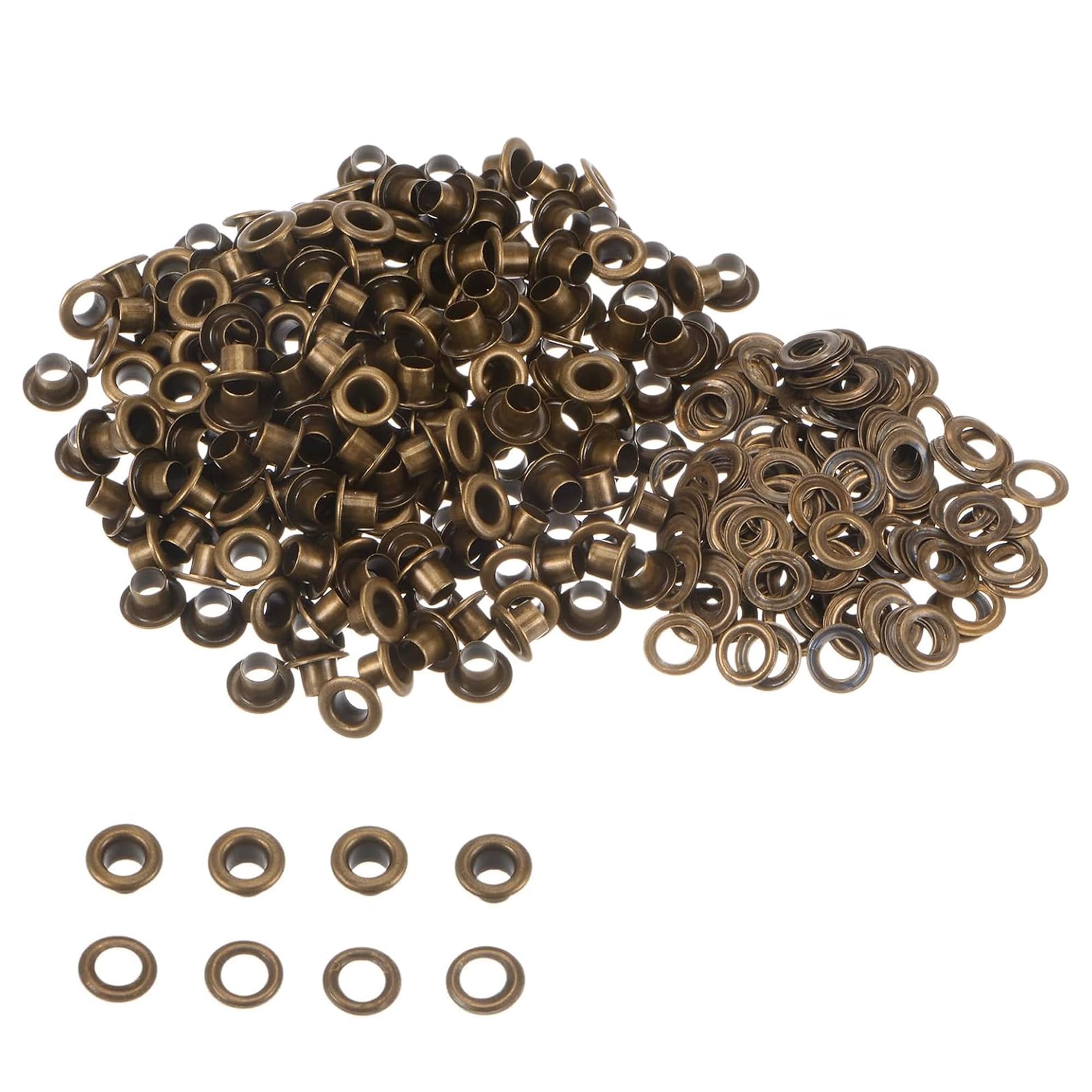 Trimming Shop 4mm Eyelets with Washers Durable Iron Grommets for DIY Projects, Leathercraft, Clothing Decoration, Scrapbooking, Shoes, Bags, Bronze, 100pcs