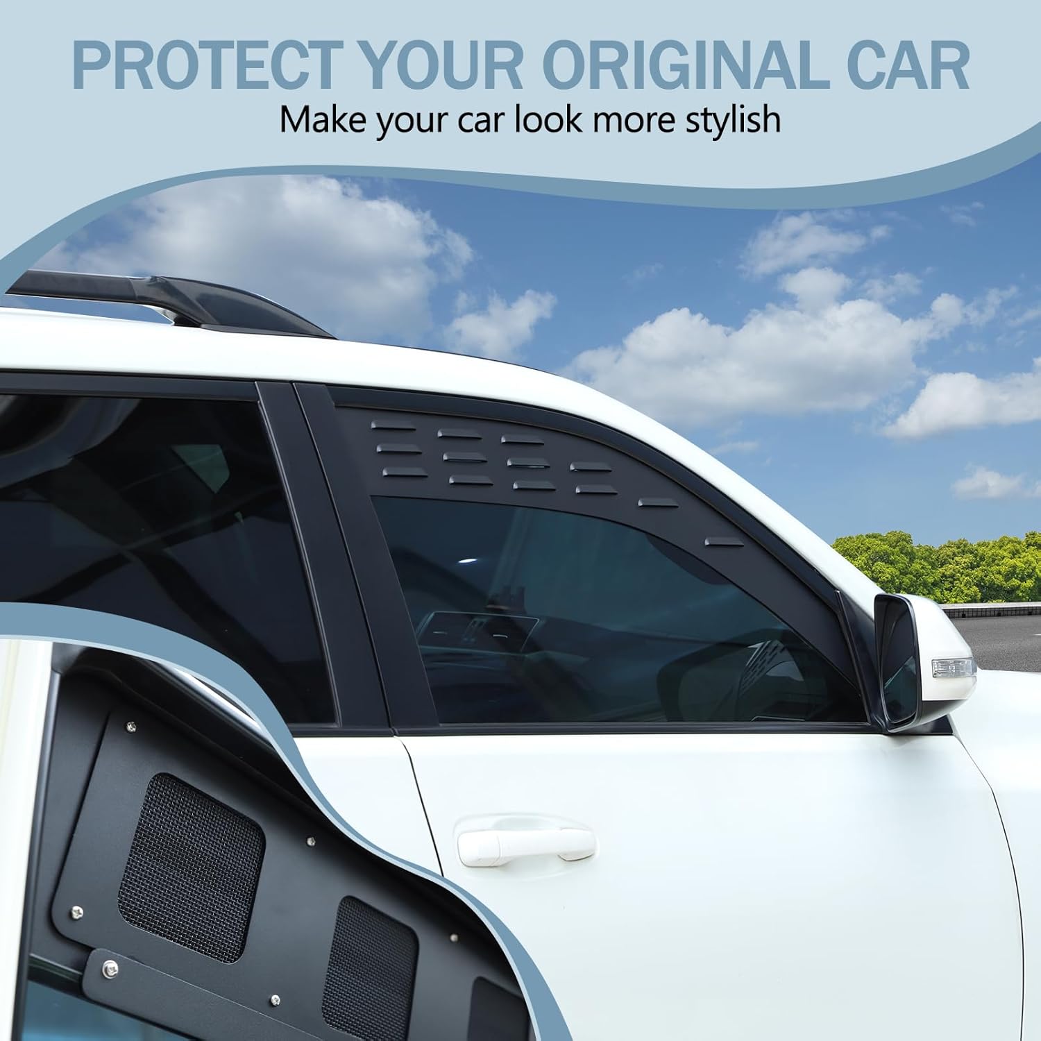 Car Front Window Air Vent Blinds Compatible with Compatible with Toyota Land Cruiser Prado FJ150 150 Le-xus GX 2010-2023,Car Privacy Window Louvers Sun Shade Cover Wind Vent Air Deflector Accessories