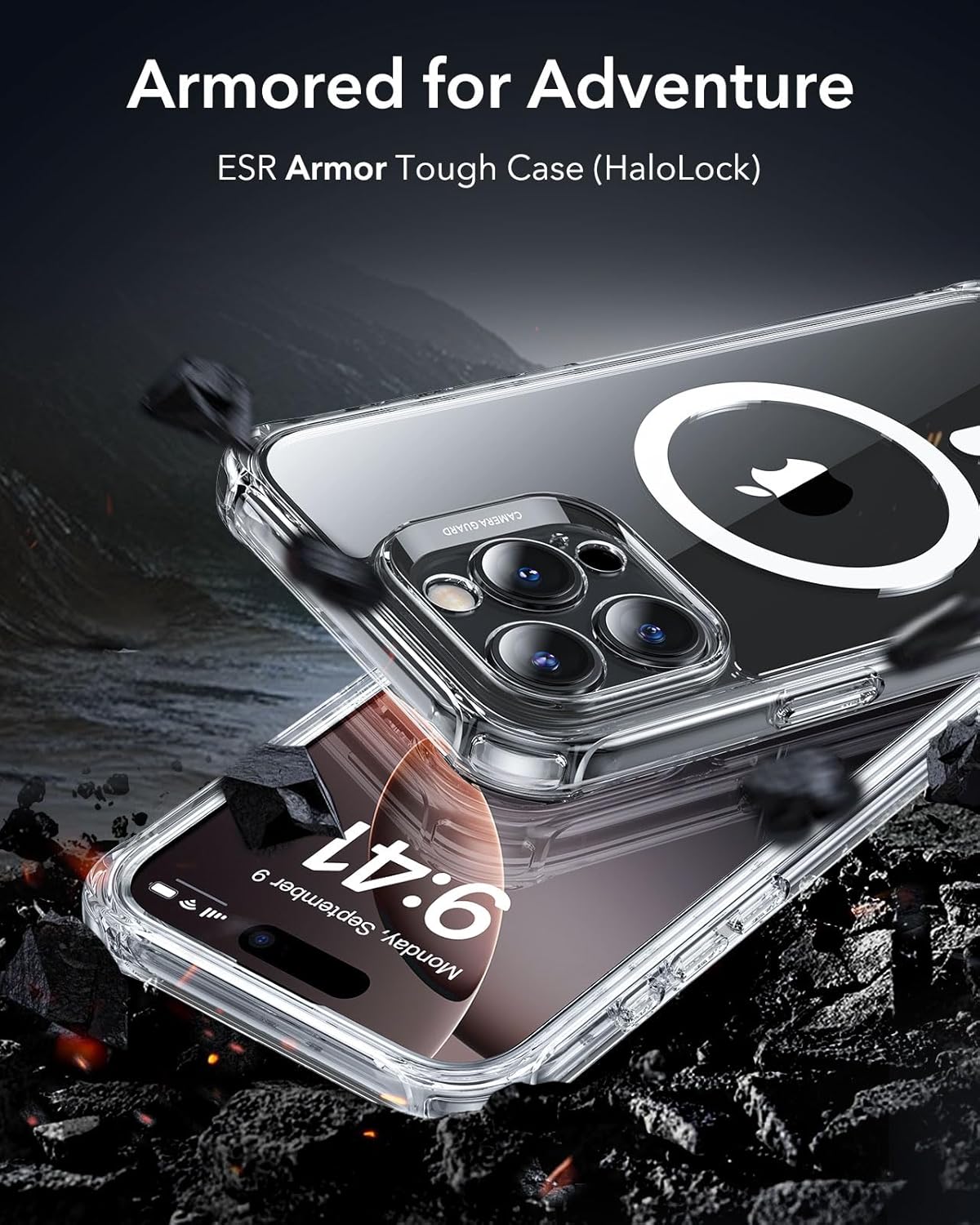 ESR for iPhone 16 Pro Case, Compatible with MagSafe, Full-Body Military-Grade Drop Proof Case with Built-in 9H+ Tempered Glass Screen Protector, Armor Series, Clear - Image 2