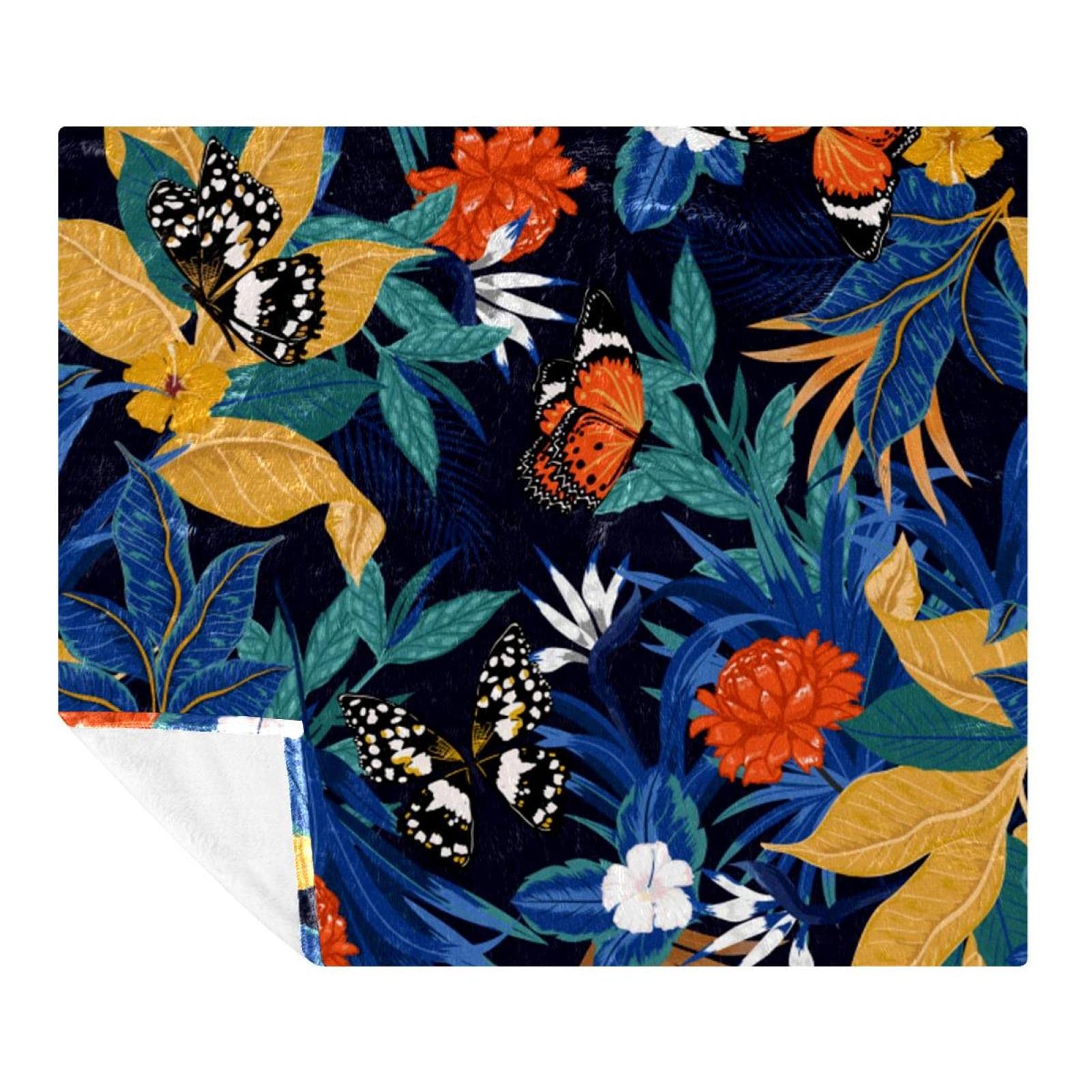 Couverture polaire anti-froid légère en microfibre motif floral 150x130