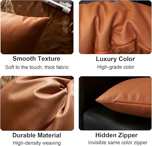 Miniatura 4 de SHANLUO Juego de 2 fundas de almohada de piel sintética de 12 x 20 pulgadas, estilo moderno, para sofá, sala de estar, ropa de cama, sofá,