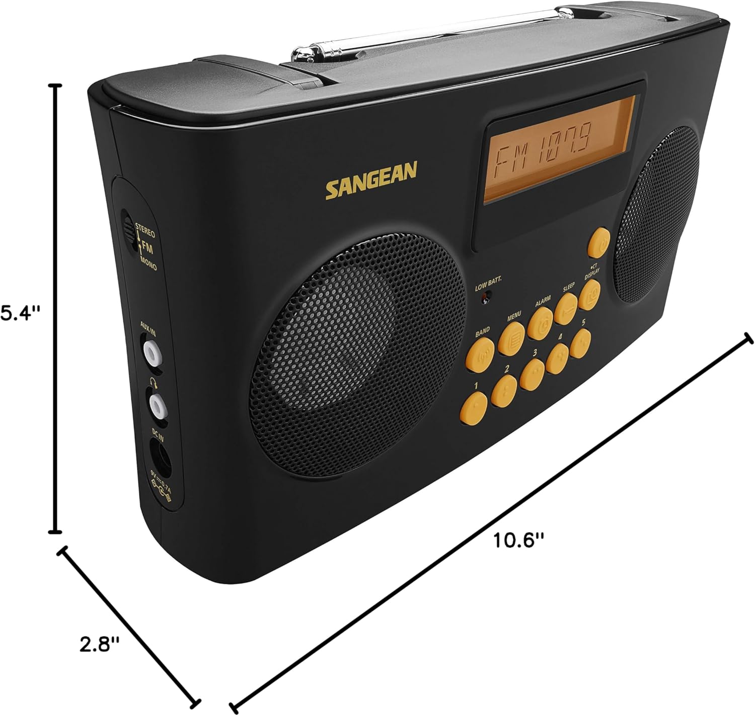 Sangean PR-D17 AM/FM-RDS Portable Radio Specially Designed for The Visually Impaired with Helpful Guided Voice Prompts, high Contrast Large Yellow Controls with Raised Symbols