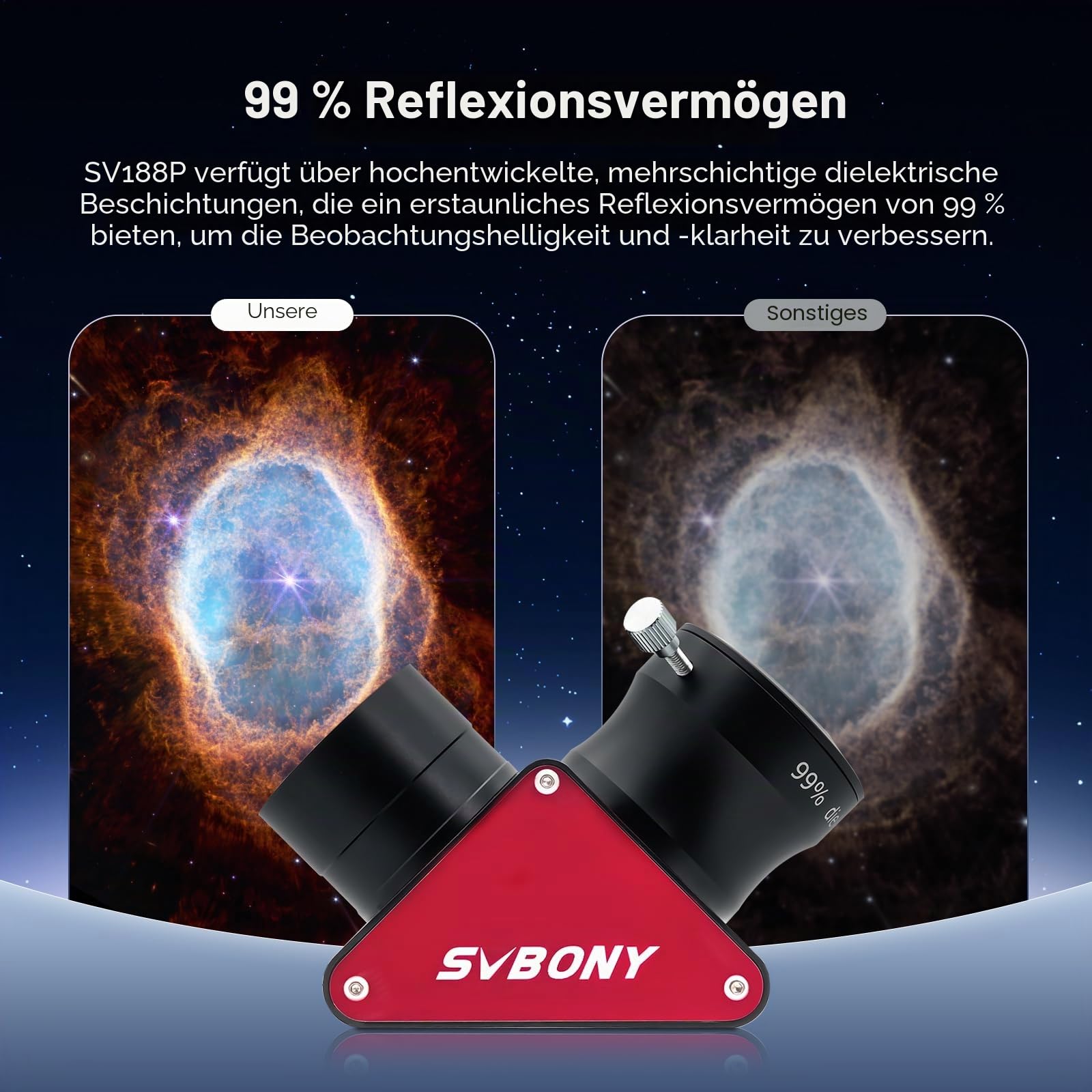 Svbony SV135 Teleskop Okulare Zoom, 1,25'' 7-21mm Teleskop Okular, 57~40° Sichtfeld FMC-Beschichtung, mit SV188P Zenitspiegel für Planet Moon Nebel und Cluster Astronomische Visuelle Beobachtung