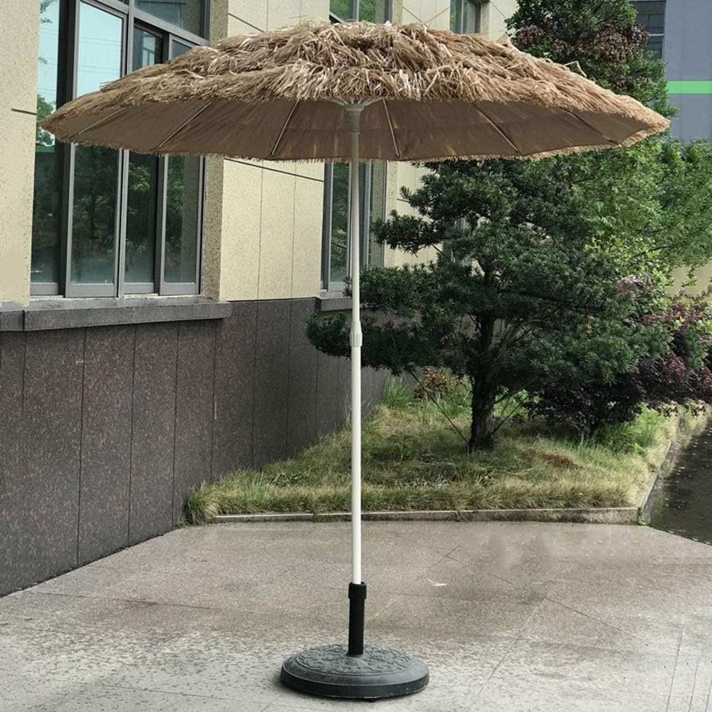 LSLYTQ Patio Umbrella OutdoorPortable Hawaiian Imitation straw ched Beach Patio Garden Umbrella Sun Shade/UV protection/Shadin（natural-Colour） good