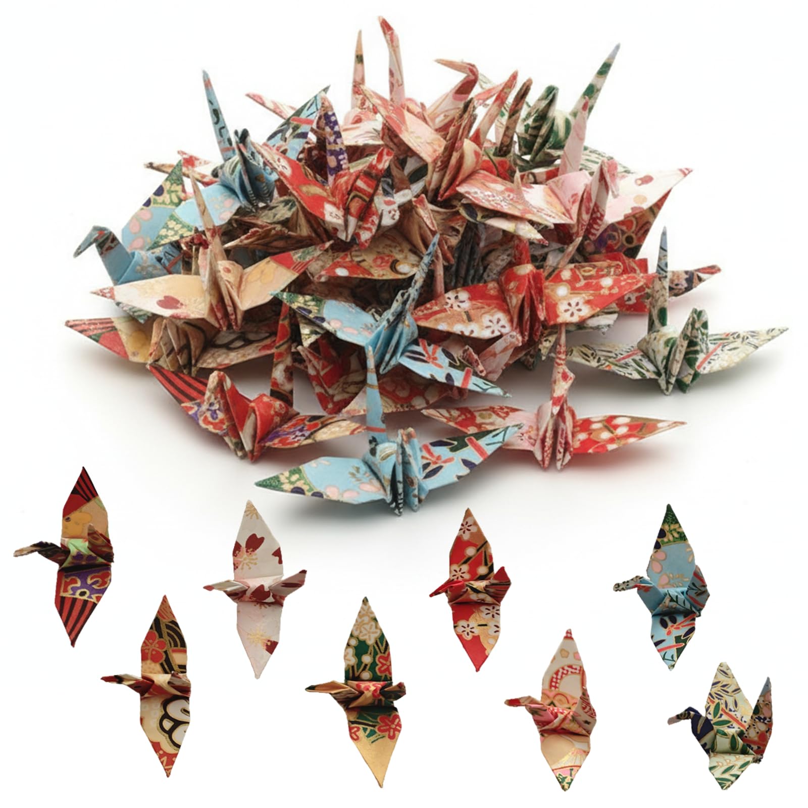 50 grúas de papel de origami, hechas a mano, plegadas, multicolores, para decoración en bodas, fiestas, decoración del hogar, idea de regalo para baby shower, Navidad, regalos para invitados