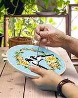 Vista 4 de TINDTOP Kit de Bordado para Principiantes Adultos, Kit de Bordado de Pájaros para Principiantes, Incluye Tela de Bordado Aros Hilos para Amantes