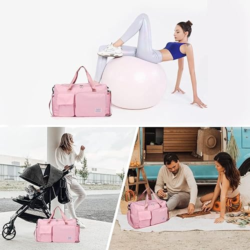 Miniatura 7 de FIORETTO - Bolsa de deporte para mujer con compartimento para zapatos, capacidad de 37 litros, ideal para viajes, gimnasio, deportes, fines de semana