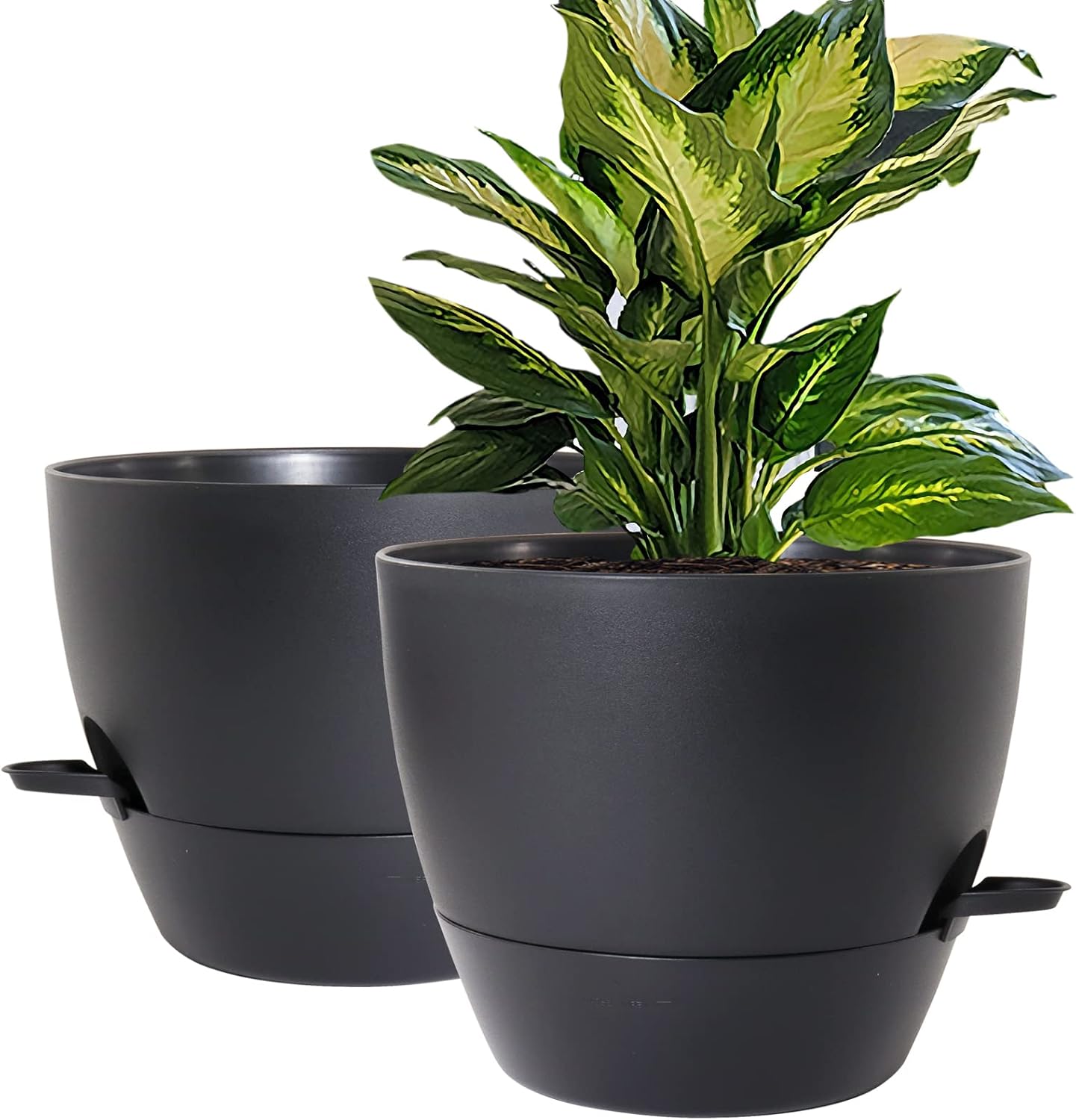 WOUSIWER 10 inch Self Watering Planters, 2 Pack Large