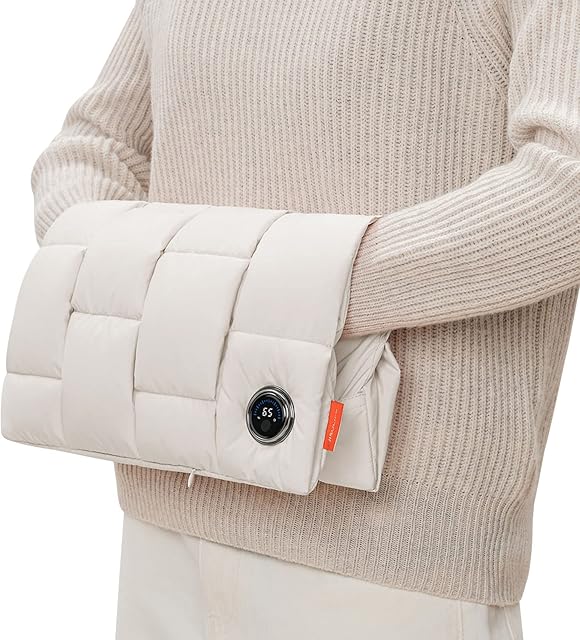 JISULIFE Hand Warmers Portable, Graphene Rechargeable Heated Gloves, Eiderdown Handwarmer Bag, Small Fast Heating Pad with 4500mAh Power Bank, 3 Heat Modes for Xmas Gifts, Hunting, Camping