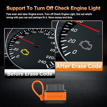 KONNWEI KW906 Bluetooth OBD2 Scanner Car Diagnostic Tool Engine Code Reader | Wireless OBD2 Scanner, Check Engine Fault Code Reader, Live Data, Battery Test, Universal Diagnostic Tool For iOS & Android