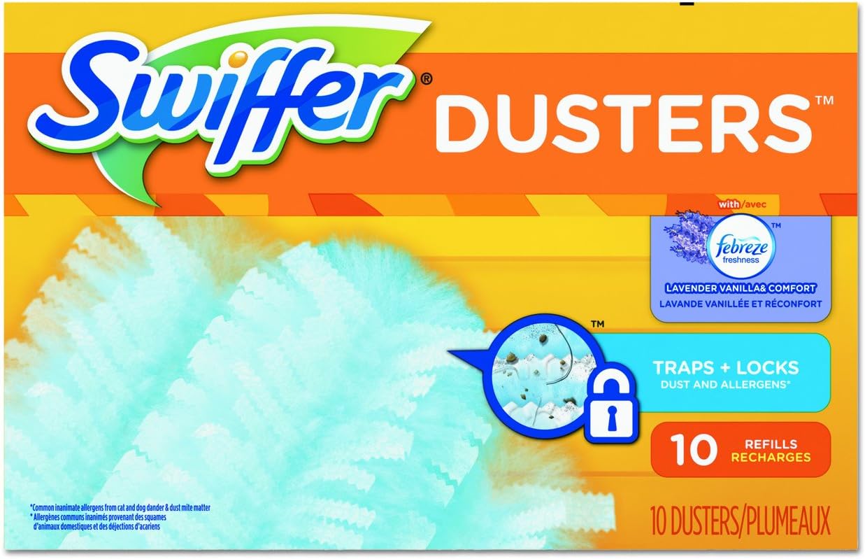 Swiffer 21461 Refill Duster, Dust Lock Fiber, Lavender Vanilla Scent, 4" Width, 6" Length, Light Blue (Pack of 40)