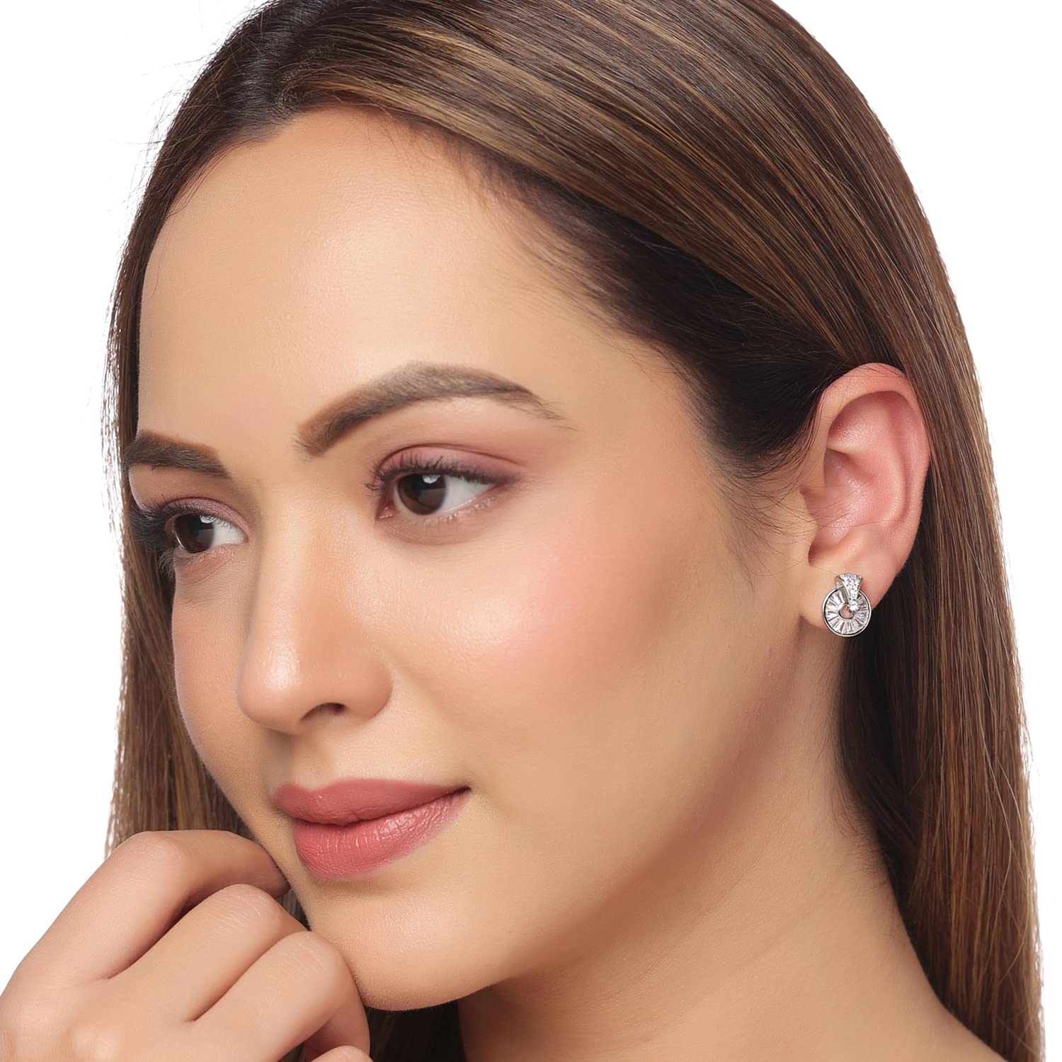 Crystal Studs Tone Circle Stud Earrings for Girls Women