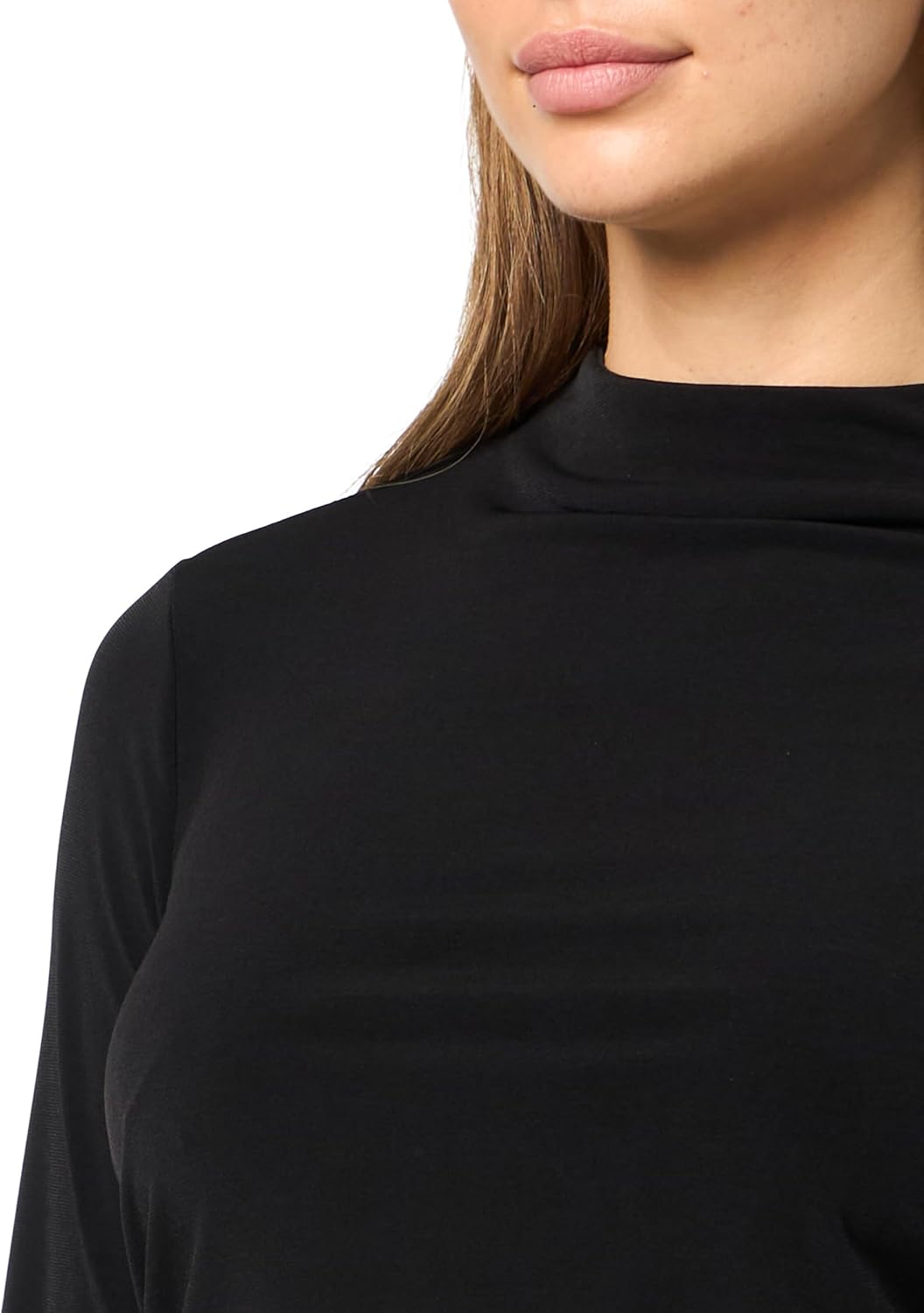 DKNY Womens Long Sleeve Mock Neck Jersey Blouse - Image 3