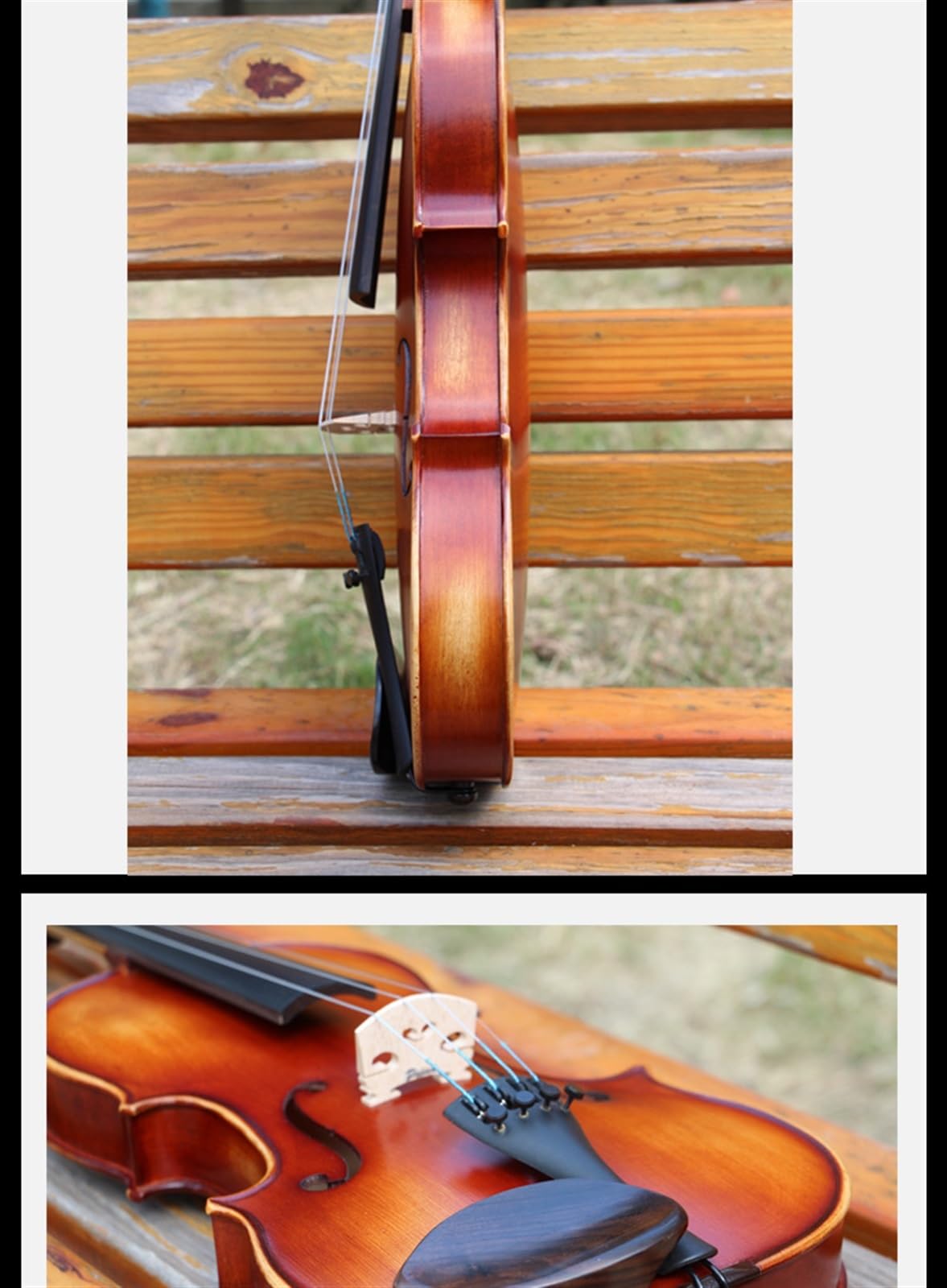Violine Violine Massivholz Ebenholzteile Legierungssaiten Französischer Kinnhalter Vintage-Halbmatter Lack(1/8)