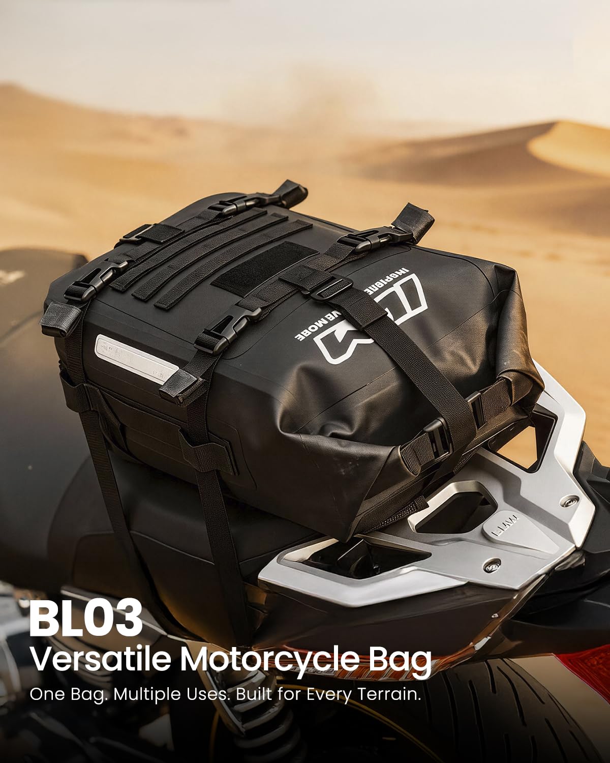 ILM Bolsa Moto 16 L Impermeable Bolsa para Barra de Protección Alforjas Moto PVC 600D Negro para Motos y Bicicletas Modelo BL03