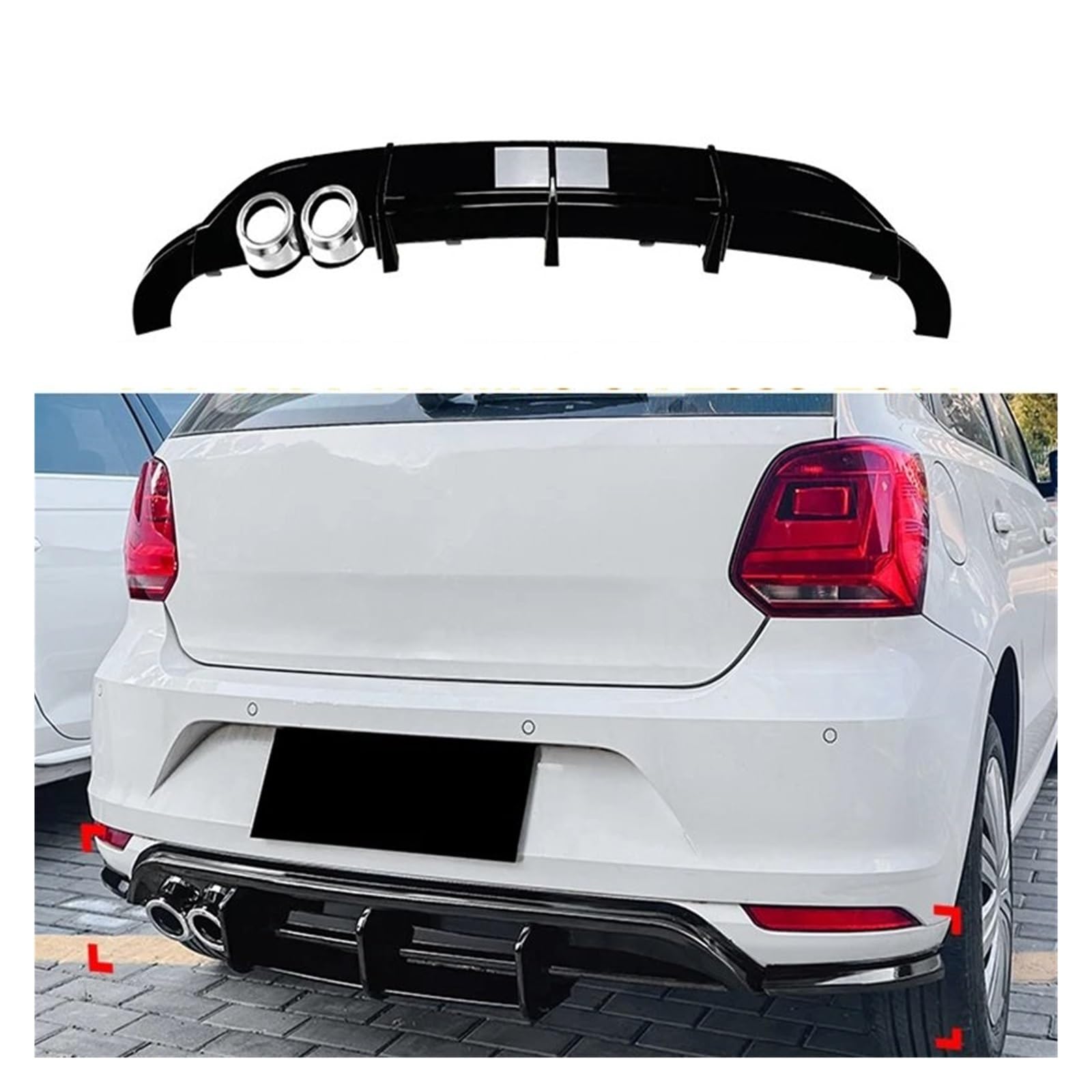 Becquet Lèvre Avant Sport Glossy Black – Parfait Pour VW Polo MK5 6R Pre-Facelift 2009-2014