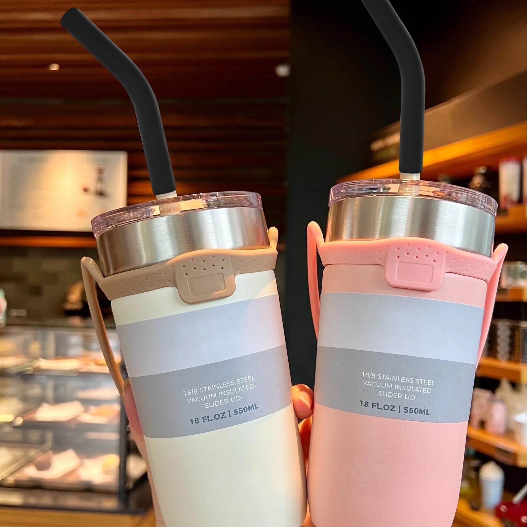 Lot De 6 Pailles Métalliques En Silicone Réutilisables De 8 Mm De Large