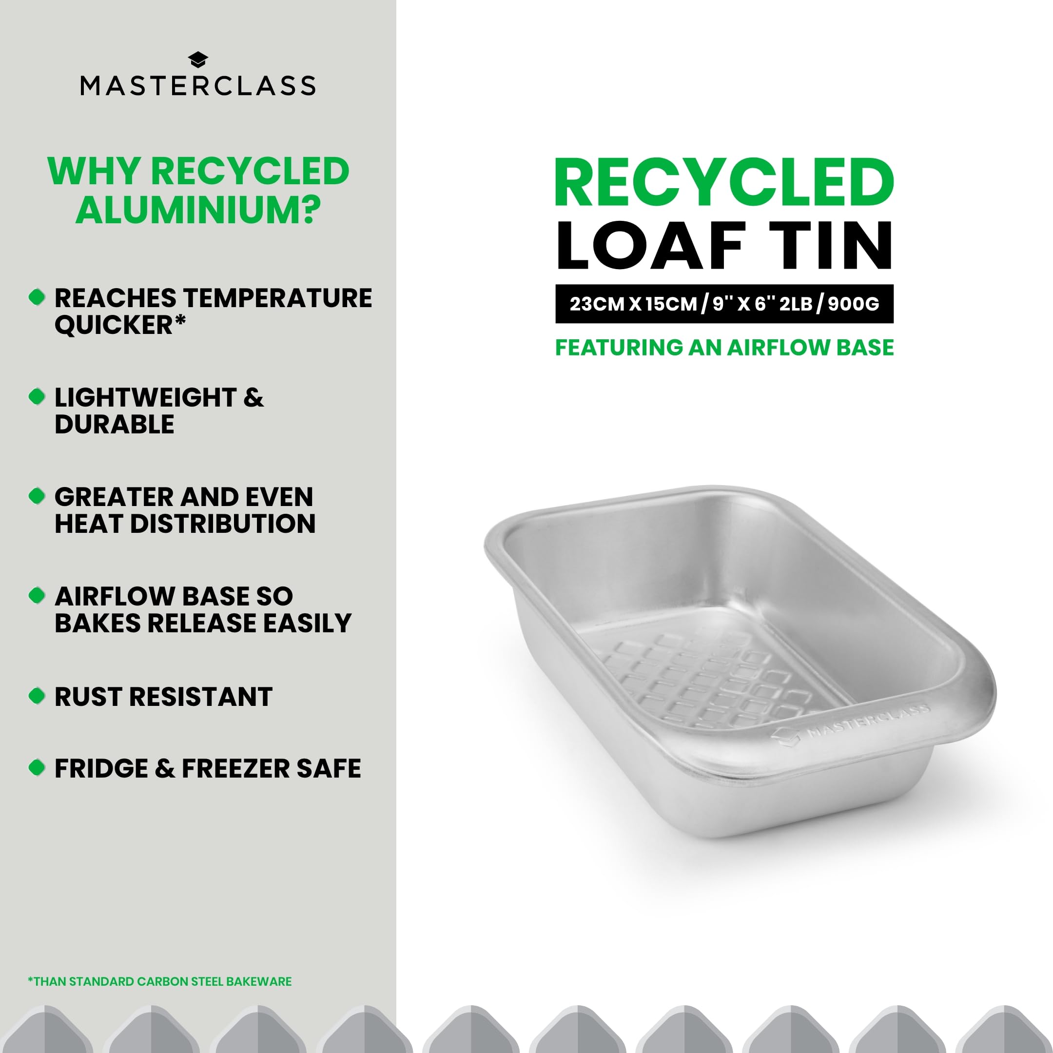 MasterClass Recycled Aluminum 2lb Loaf Tin, Bread Pan for Baking Warp Resistant, Sustainable Bakeware, Silver, 1.2L - Image 4