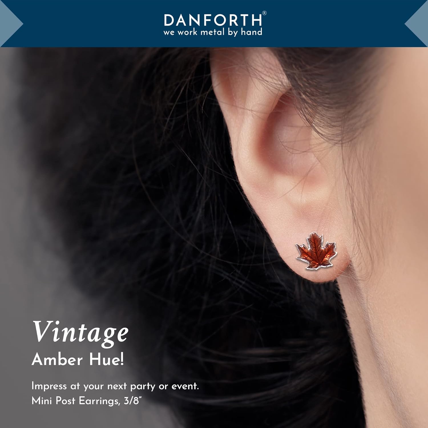 DANFORTH - Maple Leaf Fall/Autumn Mini Post Earrings, 3/8”, Pewter with Surgical Steel Post, Made In USA, Gift Boxed - Image 4