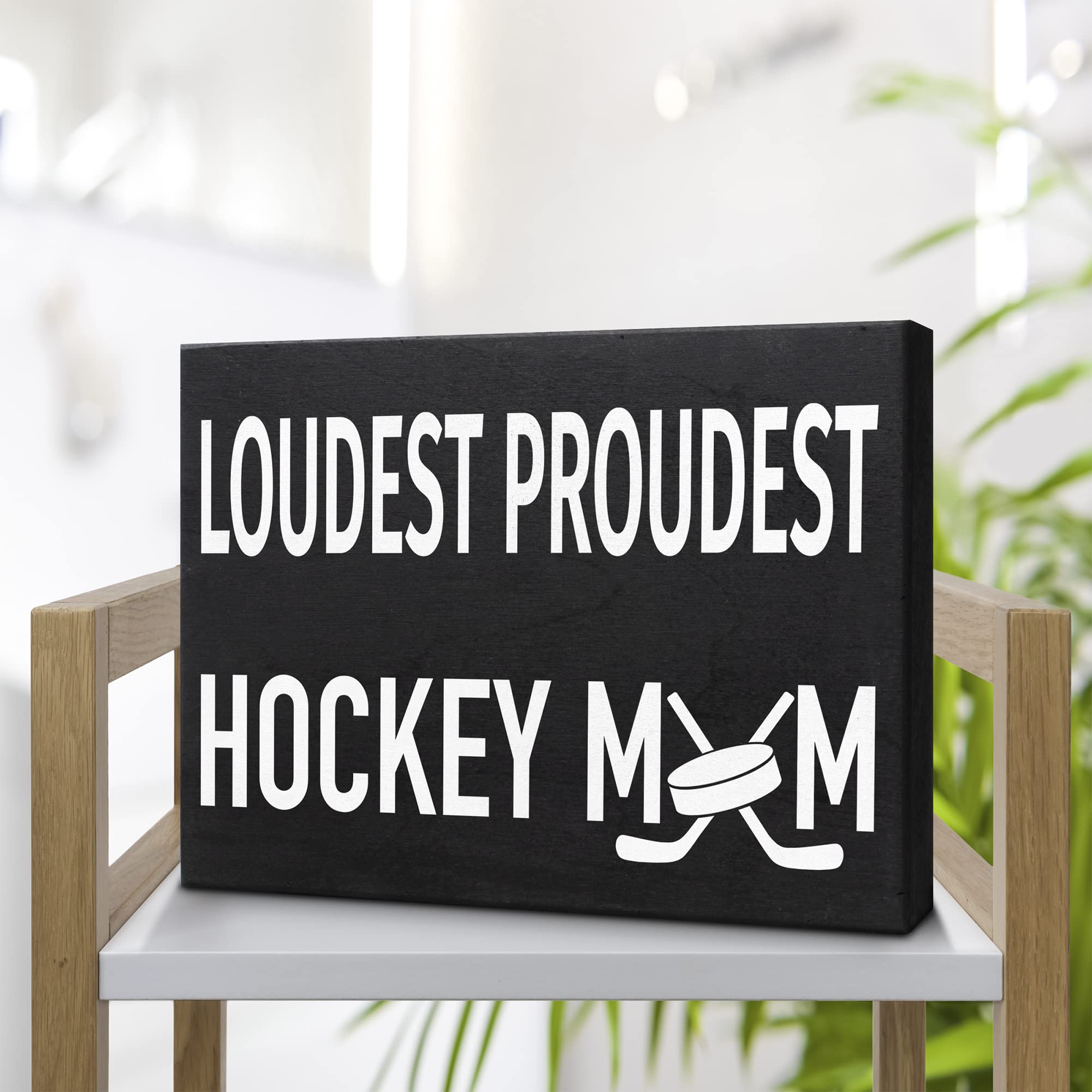 Cartello In Legno JennyGems – "Loudest Proudest Hockey Mom", Decorazione Da Parete O Tavolo