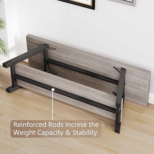 Miniatura 6 de LVB Industrial Entryway Bench, Wood and Metal Storage Bench, Indoor Farmhouse Hallway Accent Entry Bench for Seating Sitting, Shoe Rack Organizer