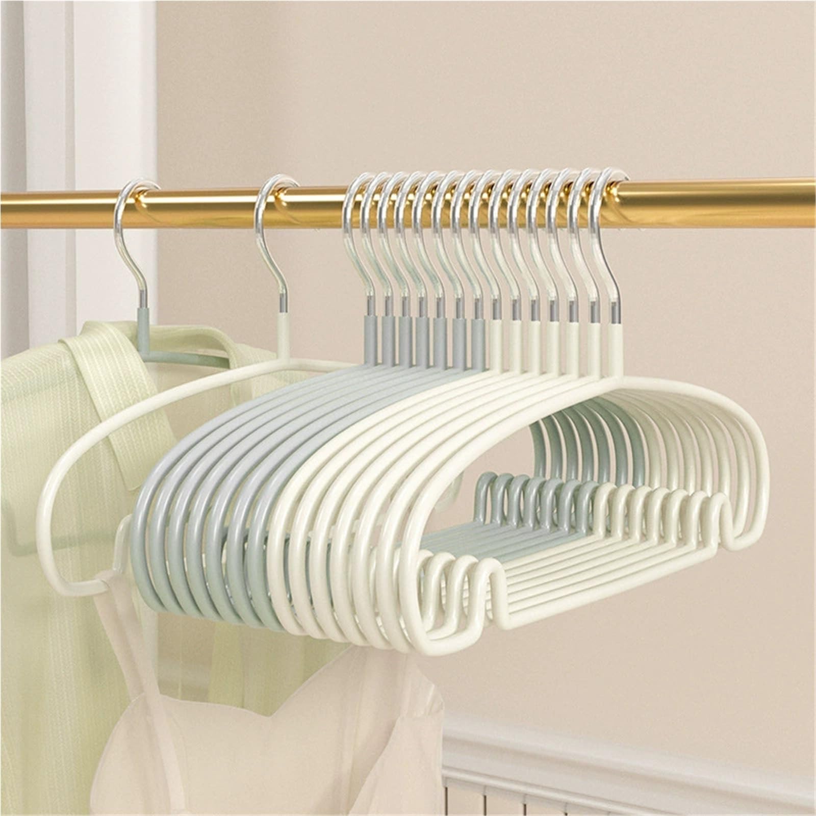 10 perchas de metal antideslizantes para ropa, sin rastro, gruesas, para trajes, abrigos, camisas, pantalones, perchas con perchas redondas (gris)