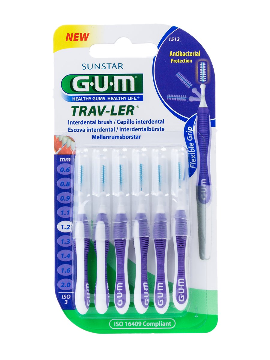 GUM Interdental Brush Travel Gum 1512 Trav-ler Extra Soft Purple Manual Toothbrush