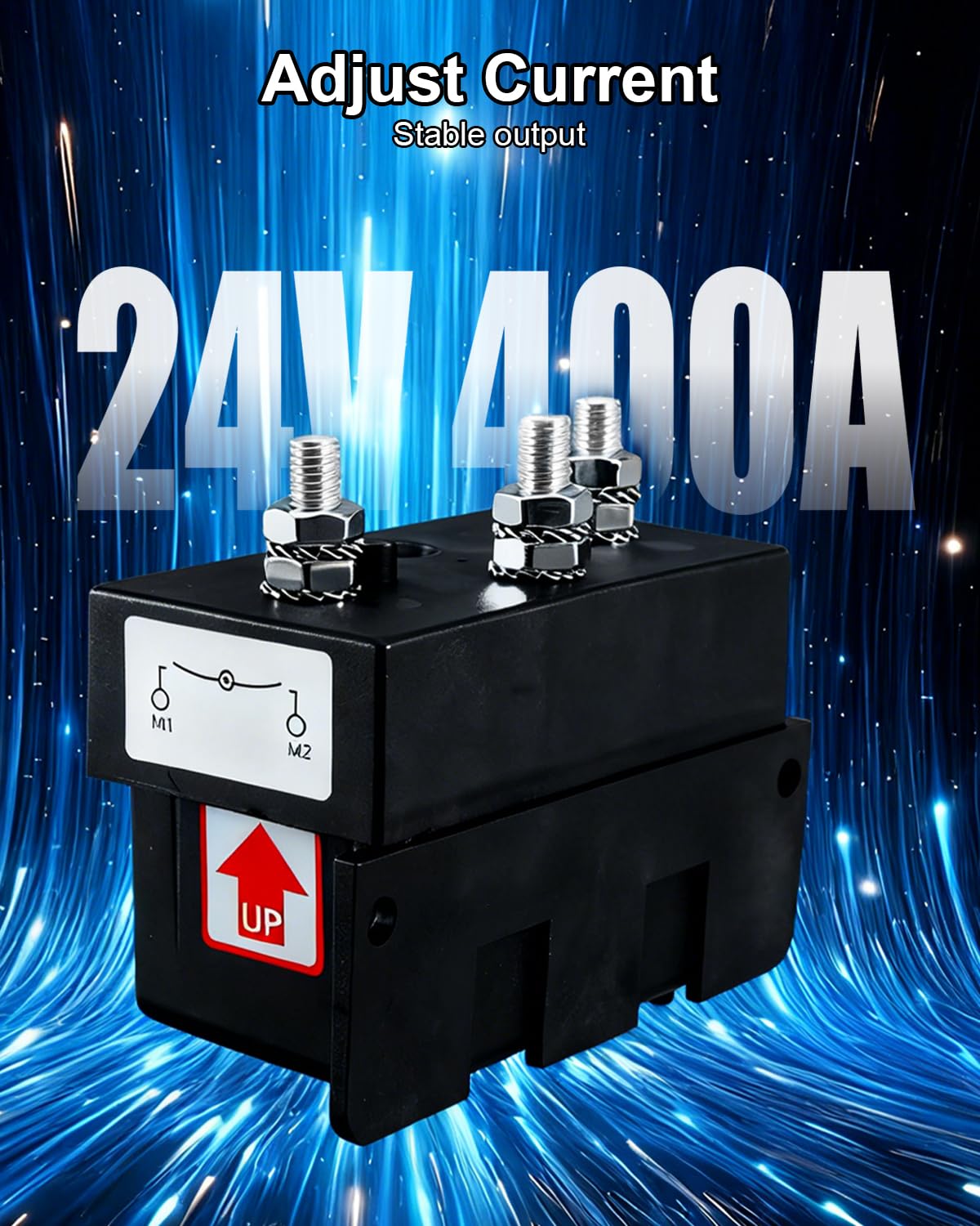 12V 2400W Reverse Solenoid Dual Direction Control Box Fit for Electric Winch Supporting Electric Forklifts Trains Ships, 7200W Max 500A 3-Wire Tripolar Heavy Duty Solenoid Contactor Relay