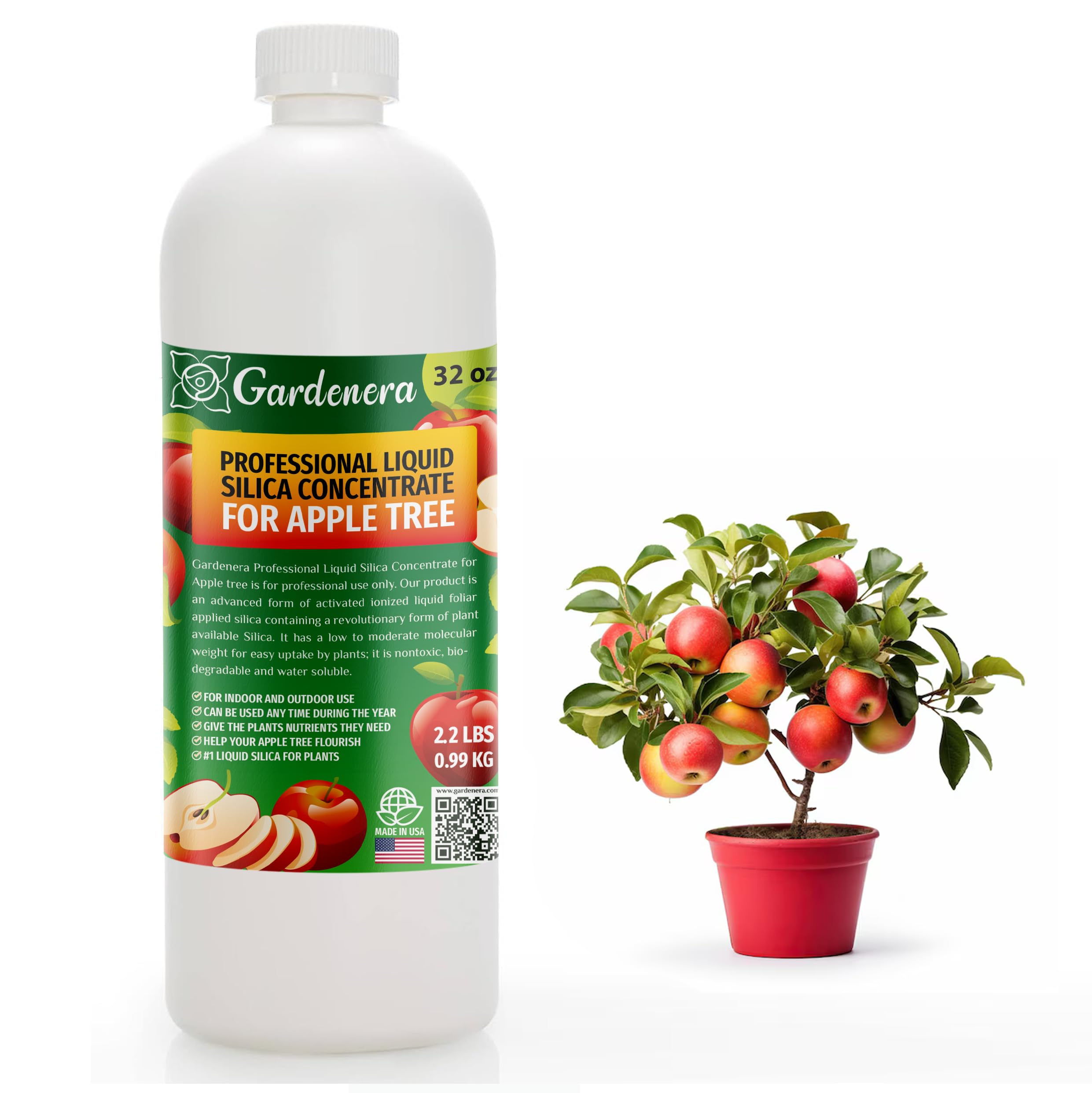 ???????????????????????????????????????????????? Liquid Silica Plant Supplement - 32oz - Apple Tree Liquid Silica Boost Fertilizer - Stronger Stems & Healthy Leaves for Indoor & Outdoor Apple Trees (Makes 180 Gallons)