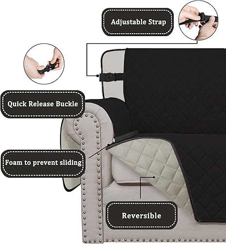Miniatura 571 de Easy-Going - Funda reversible para sofá, resistente al agua, con varillas de espuma y correas elásticas, protector de muebles para mascotas y perros
