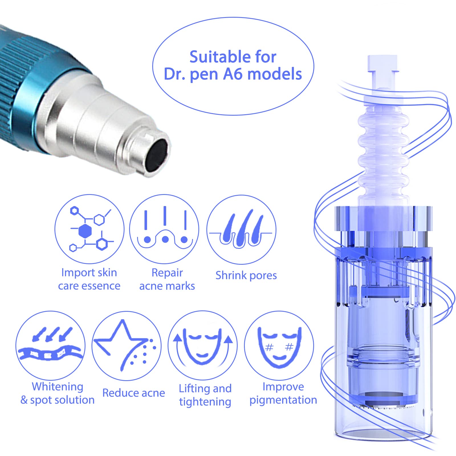 20 Pcs Agujas Dermapen Microneedling 36 Pin Microagulhas Agulhas De Repuesto Micro Aguja Cartucho De Slot Baioneta Regular Microneedle Cartuchos Dermapen Para Microneedling Derma Substituição Pen