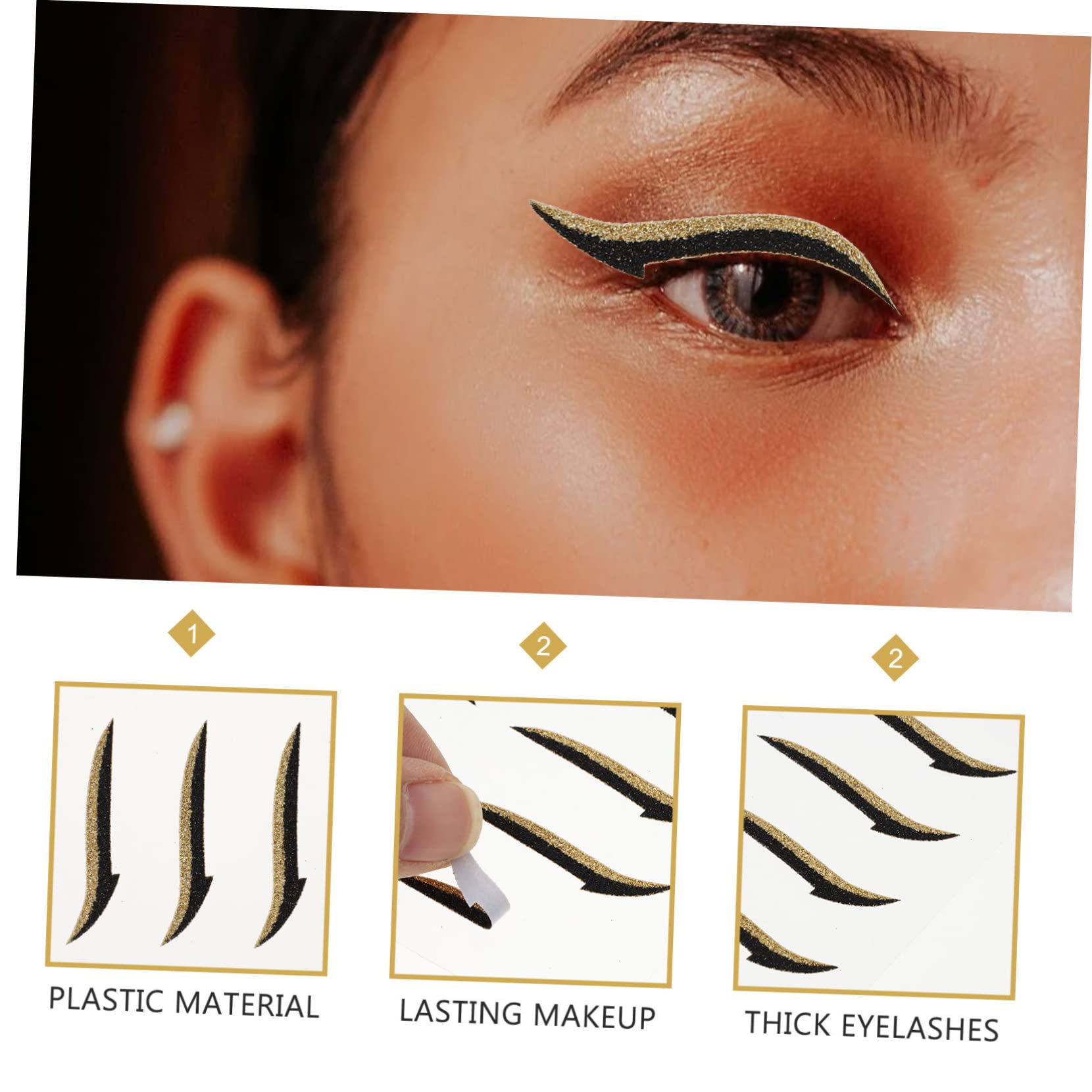FRCOLOR 120 Pares Delineador De Ojos Pegatinas De Calcomanías Resplandecer Pegatinas Delineador Adhesivo Herramientas De Maquillaje De Ojos Flash Línea El Plastico