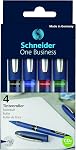 Schneider One Business, Rollerball Pen, 0.6 MM, Four-Pack, One Each of: Black, Red, Blue, Green (183094)