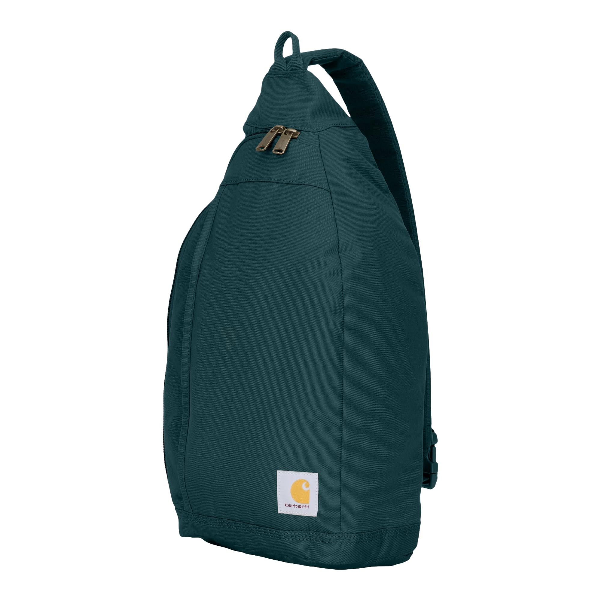 Carhartt Durable Sling Bag, Crossbody Backpack with Side Release Buckle, Tablet Sleeve and Adjustable Strap, Greenstone, 10L