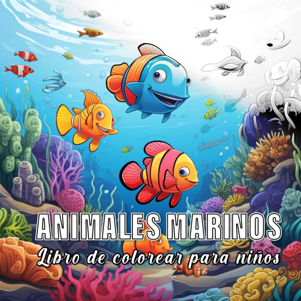 Animales Marinos: Libro de colorear para niños con 60 bocetos de animales marinos. (Pequeña Naturaleza)