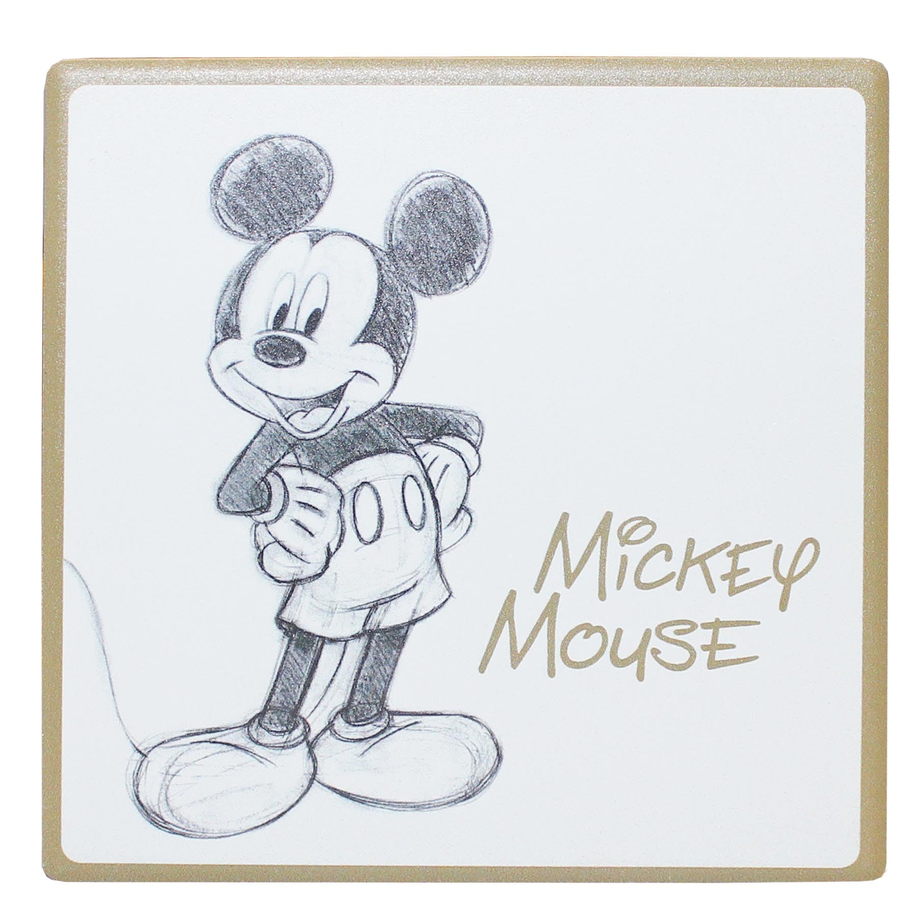 Widdle Gifts Mickey Mouse Disney Coaster 10Cm Cork Backed Classic Ceramic Gold Trim Coaster (Mickey Mouse)