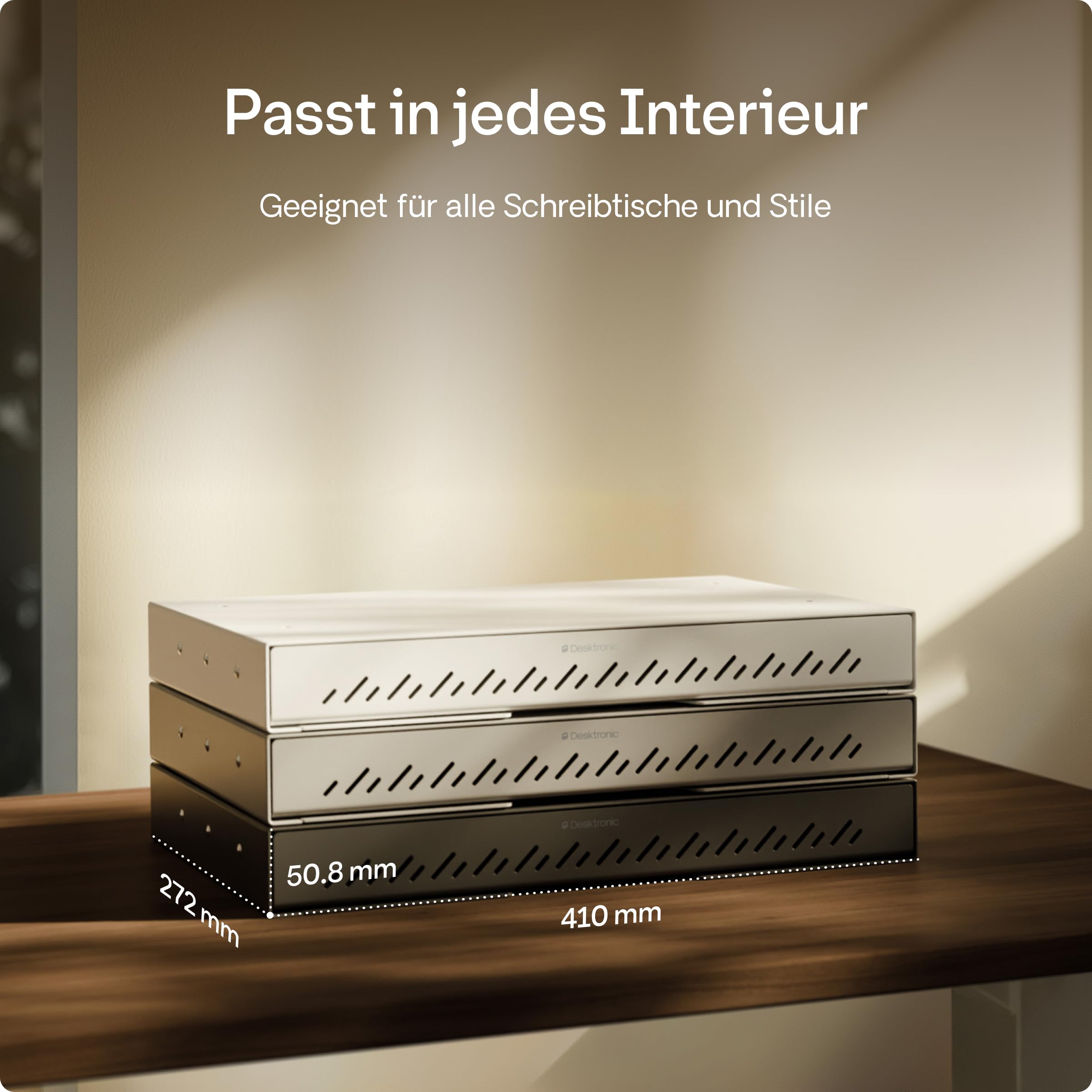 Desktronic Schreibtisch-Organizer, Untertisch-Aufbewahrungsbox, Schreibtisch für Büro Schule Homeoffice Schreibwaren, Metallschublade, Versteckte Schubladenbox (Schwarz)