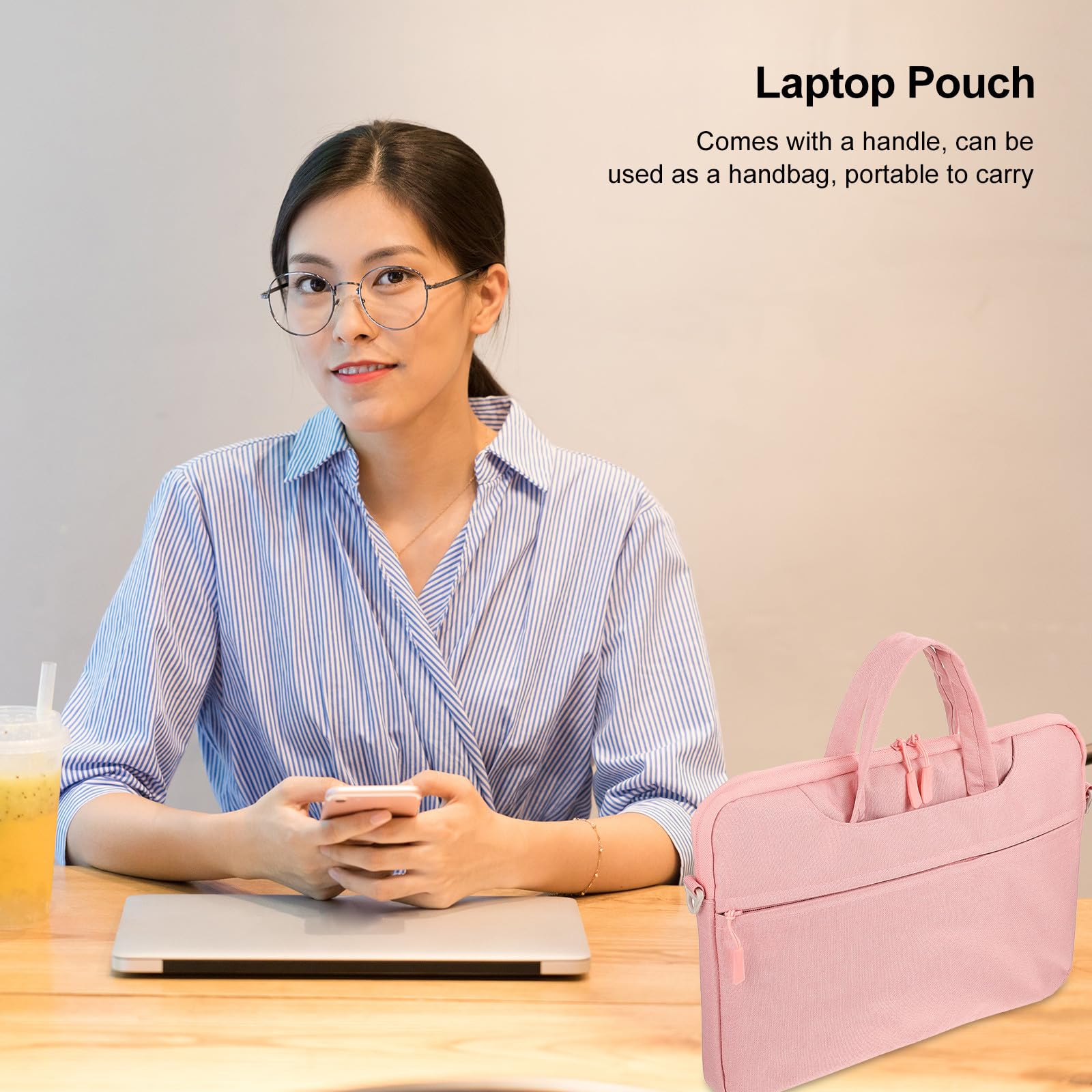 BESTYASH Borsa Tracolla per Laptop e Tablet da 14 Pollici Oxford Rosa Telaio Rinforzato e Manico Portatile per Uso Professionale